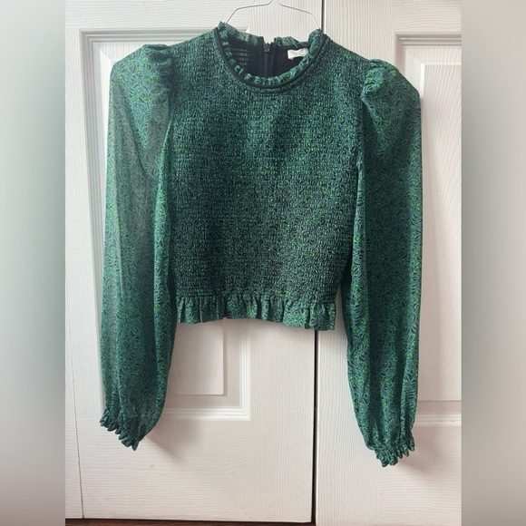 Wilfred Tops - ARITZIA WILFRED emerald green long sleeve zip up blouse (XXS)